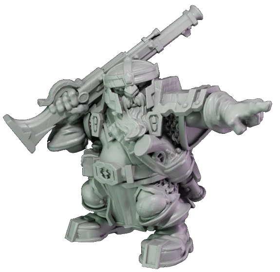 Fantasy Dwarf with Musket Black Powder Weapon STL